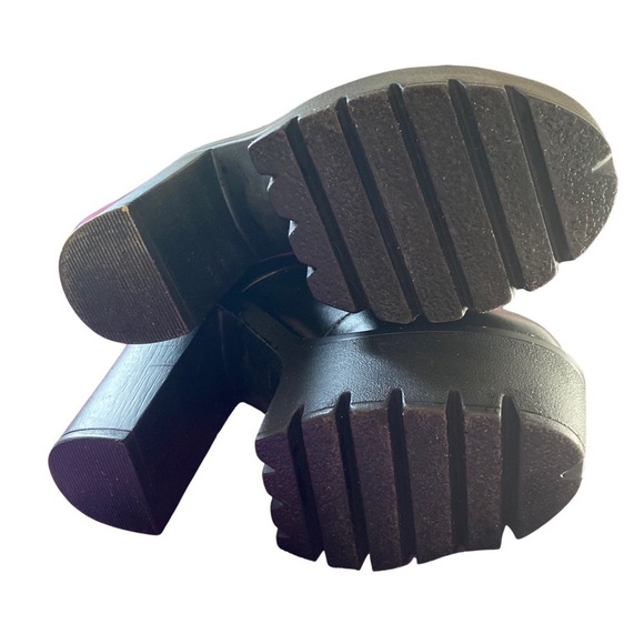 Jiezuo chunky platform black combat heel booties SZ 7 - Picture 4 of 9